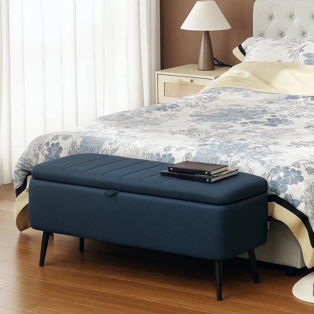 HOMCOM 92 x 31cm Linen-Look Storage Ottoman Additional View 9