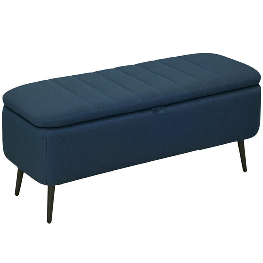 HOMCOM 92 x 31cm Linen-Look Storage Ottoman