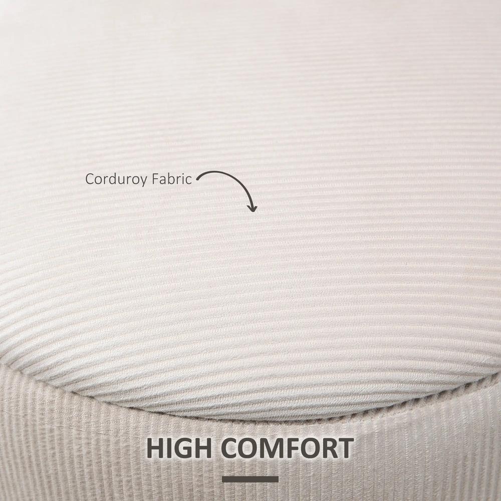 HOMCOM Set of 2 Round Ottoman with Storage, Fabric Vanity Stool for Makeup, Footrest Stool with Removable Lid for Living Room & Bedroom, Cream White Additional View 6