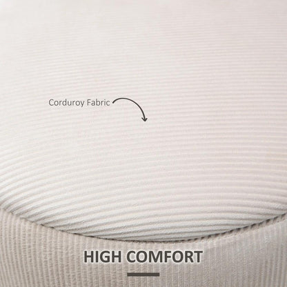 HOMCOM Set of 2 Round Ottoman with Storage, Fabric Vanity Stool for Makeup, Footrest Stool with Removable Lid for Living Room & Bedroom, Cream White Additional View 6