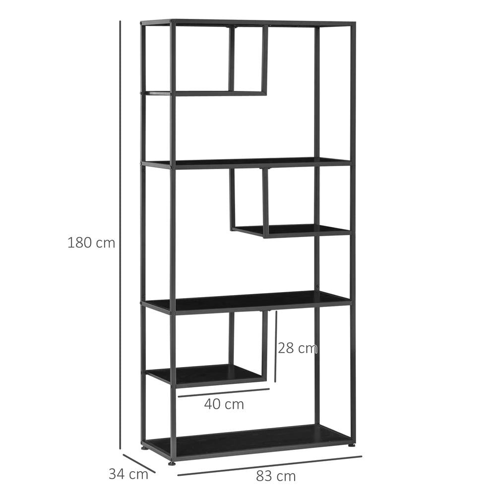 HOMCOM Industrial Accent Display Rack 7 Tier Bookcase, Display Rack for Living Room, Office, Bedroom, Black Additional View 3
