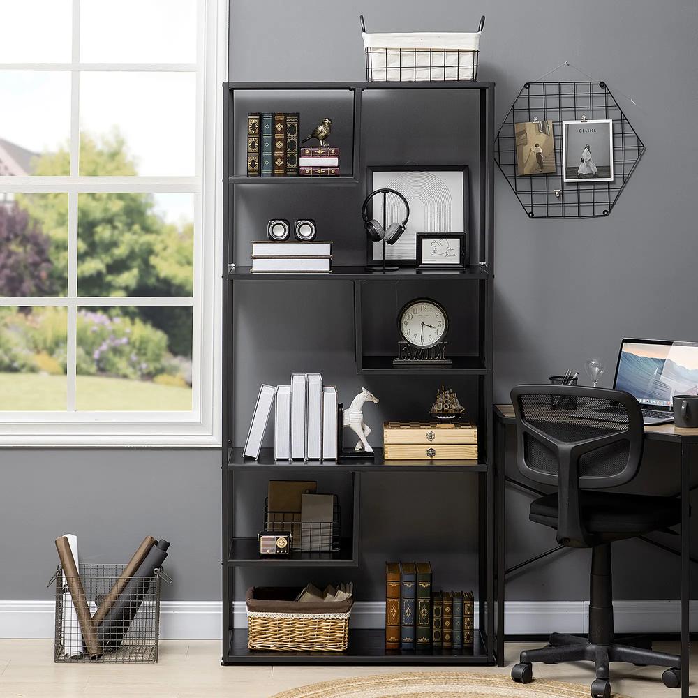 HOMCOM Industrial Accent Display Rack 7 Tier Bookcase, Display Rack for Living Room, Office, Bedroom, Black Additional View 7