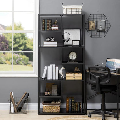 HOMCOM Industrial Accent Display Rack 7 Tier Bookcase, Display Rack for Living Room, Office, Bedroom, Black Additional View 7