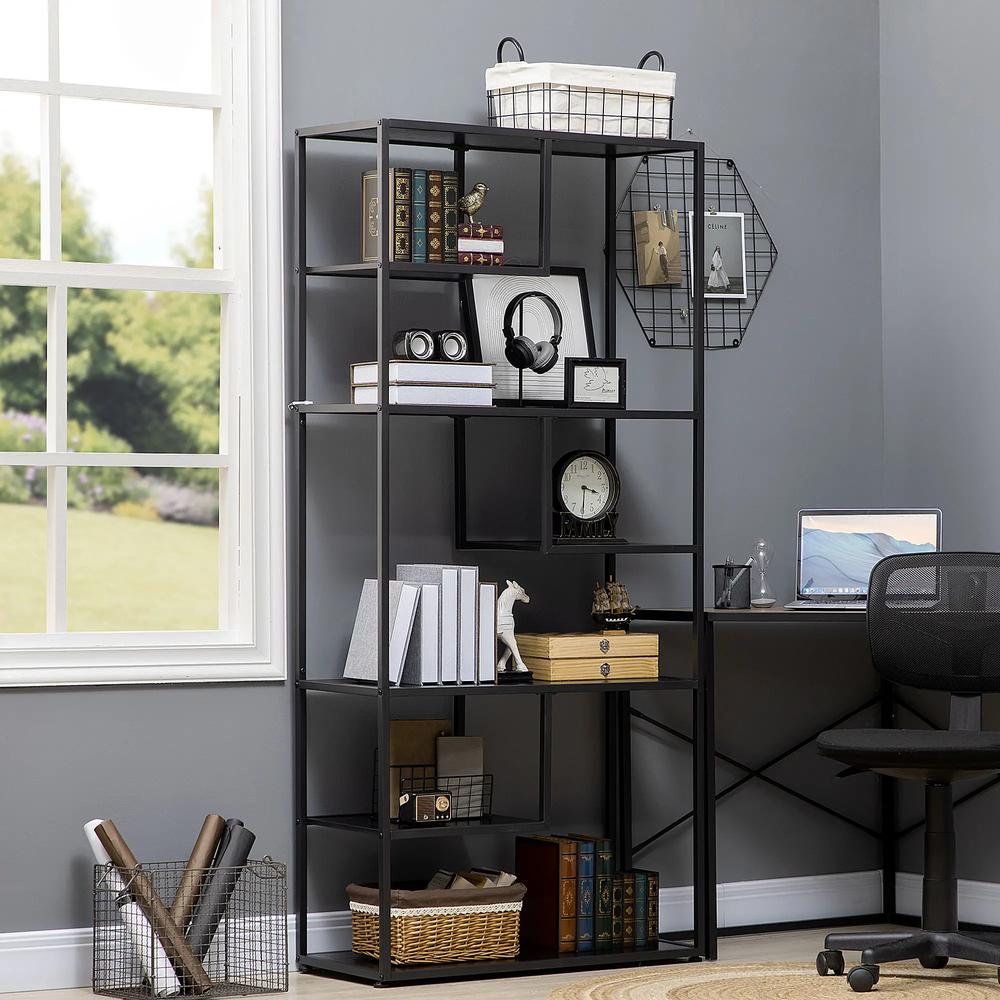 HOMCOM Industrial Accent Display Rack 7 Tier Bookcase, Display Rack for Living Room, Office, Bedroom, Black Additional View 10