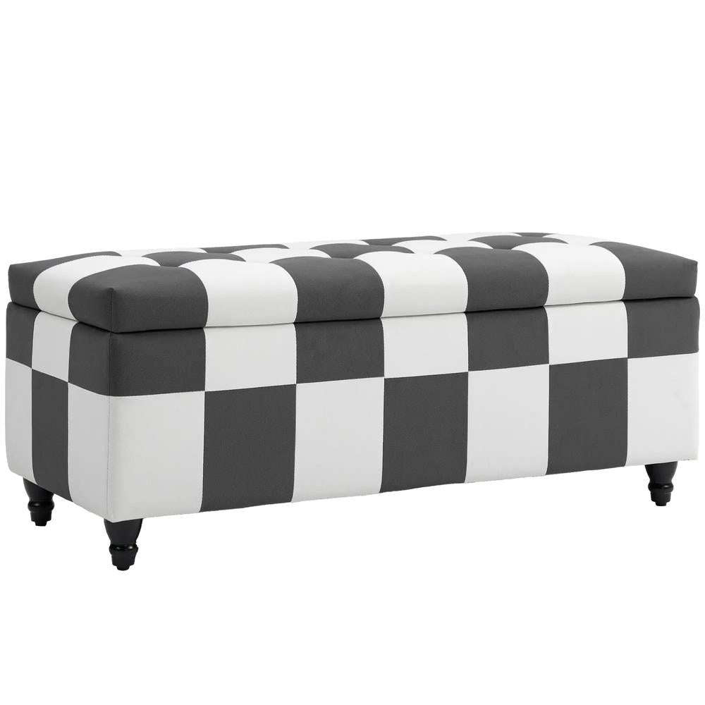 HOMCOM Storage Ottoman, Storage Bench with Wood Legs, Footstool, Footrest with Velvet Surface for Bedroom, Hallway, Living Room, 114 x 47 x 47 cm Additional View 11