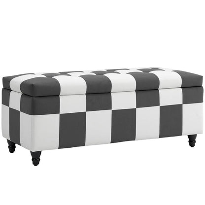 HOMCOM Storage Ottoman, Storage Bench with Wood Legs, Footstool, Footrest with Velvet Surface for Bedroom, Hallway, Living Room, 114 x 47 x 47 cm Additional View 11