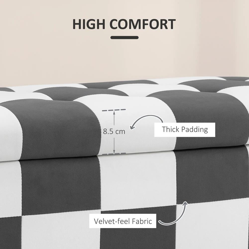 HOMCOM Storage Ottoman, Storage Bench with Wood Legs, Footstool, Footrest with Velvet Surface for Bedroom, Hallway, Living Room, 114 x 47 x 47 cm Additional View 15