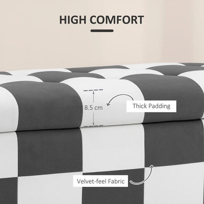 HOMCOM Storage Ottoman, Storage Bench with Wood Legs, Footstool, Footrest with Velvet Surface for Bedroom, Hallway, Living Room, 114 x 47 x 47 cm Additional View 15