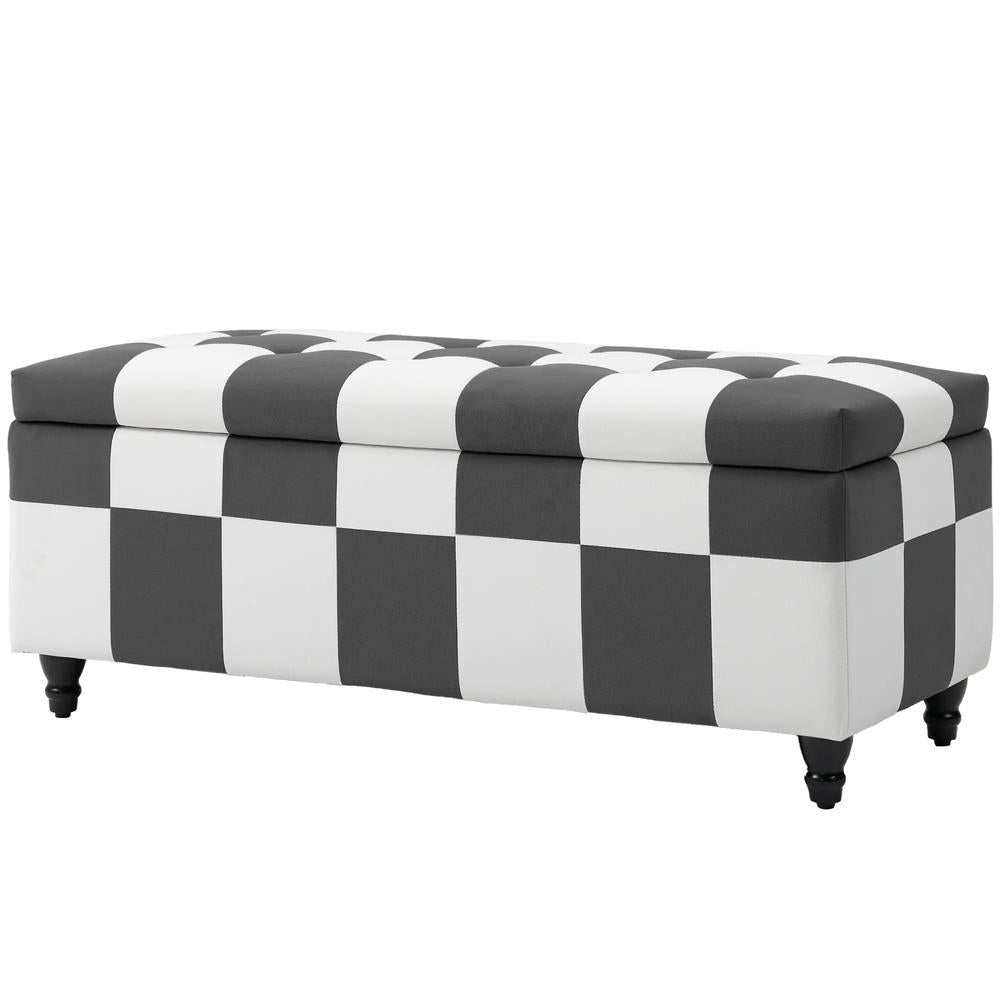 HOMCOM Storage Ottoman, Storage Bench with Wood Legs, Footstool, Footrest with Velvet Surface for Bedroom, Hallway, Living Room, 114 x 47 x 47 cm Additional View 21