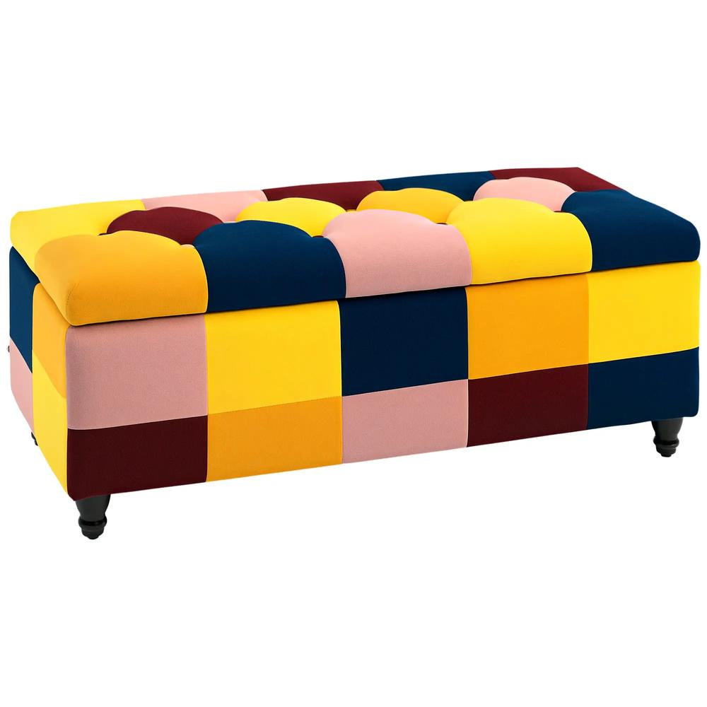 HOMCOM Storage Ottoman, Storage Bench with Wood Legs, Footstool, Footrest with Velvet Surface for Bedroom, Hallway, Living Room, 114 x 47 x 47 cm Additional View 22