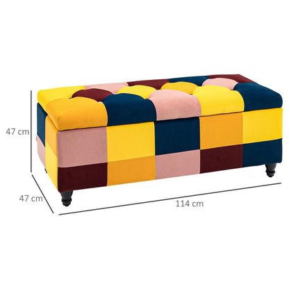 HOMCOM Storage Ottoman, Storage Bench with Wood Legs, Footstool, Footrest with Velvet Surface for Bedroom, Hallway, Living Room, 114 x 47 x 47 cm Additional View 24