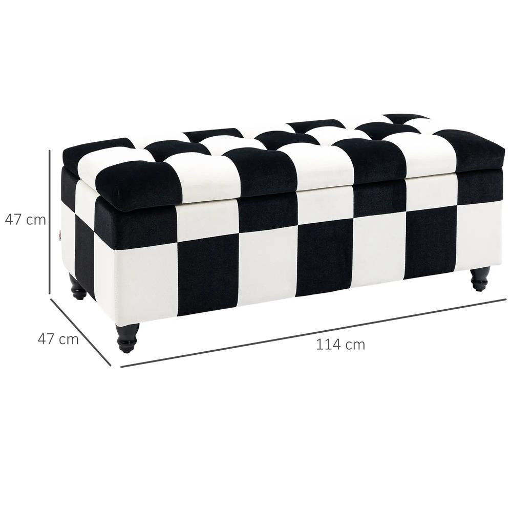 HOMCOM Storage Ottoman, Storage Bench with Wood Legs, Footstool, Footrest with Velvet Surface for Bedroom, Hallway, Living Room, 114 x 47 x 47 cm Additional View 3