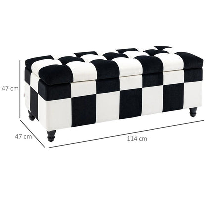 HOMCOM Storage Ottoman, Storage Bench with Wood Legs, Footstool, Footrest with Velvet Surface for Bedroom, Hallway, Living Room, 114 x 47 x 47 cm Additional View 3