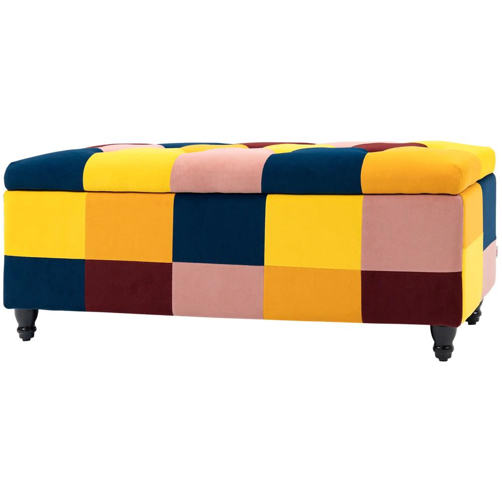 HOMCOM Storage Ottoman, Storage Bench with Wood Legs, Footstool, Footrest with Velvet Surface for Bedroom, Hallway, Living Room, 114 x 47 x 47 cm Additional View 31
