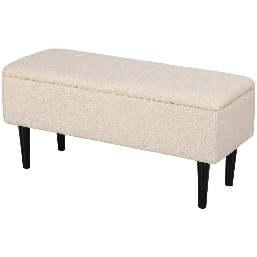 HOMCOM 57L Teddy Fleece Storage Ottoman - Cream Additional View 11