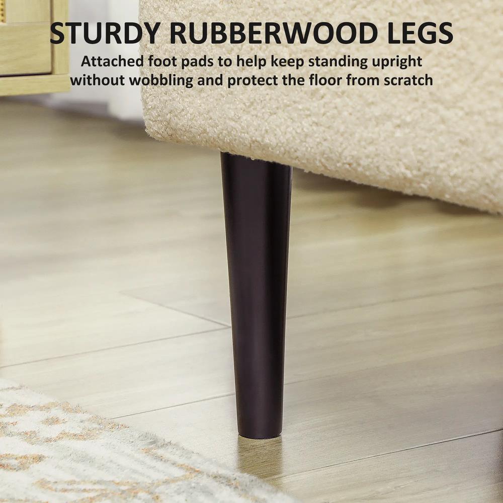 HOMCOM 57L Teddy Fleece Storage Ottoman - Cream Additional View 5