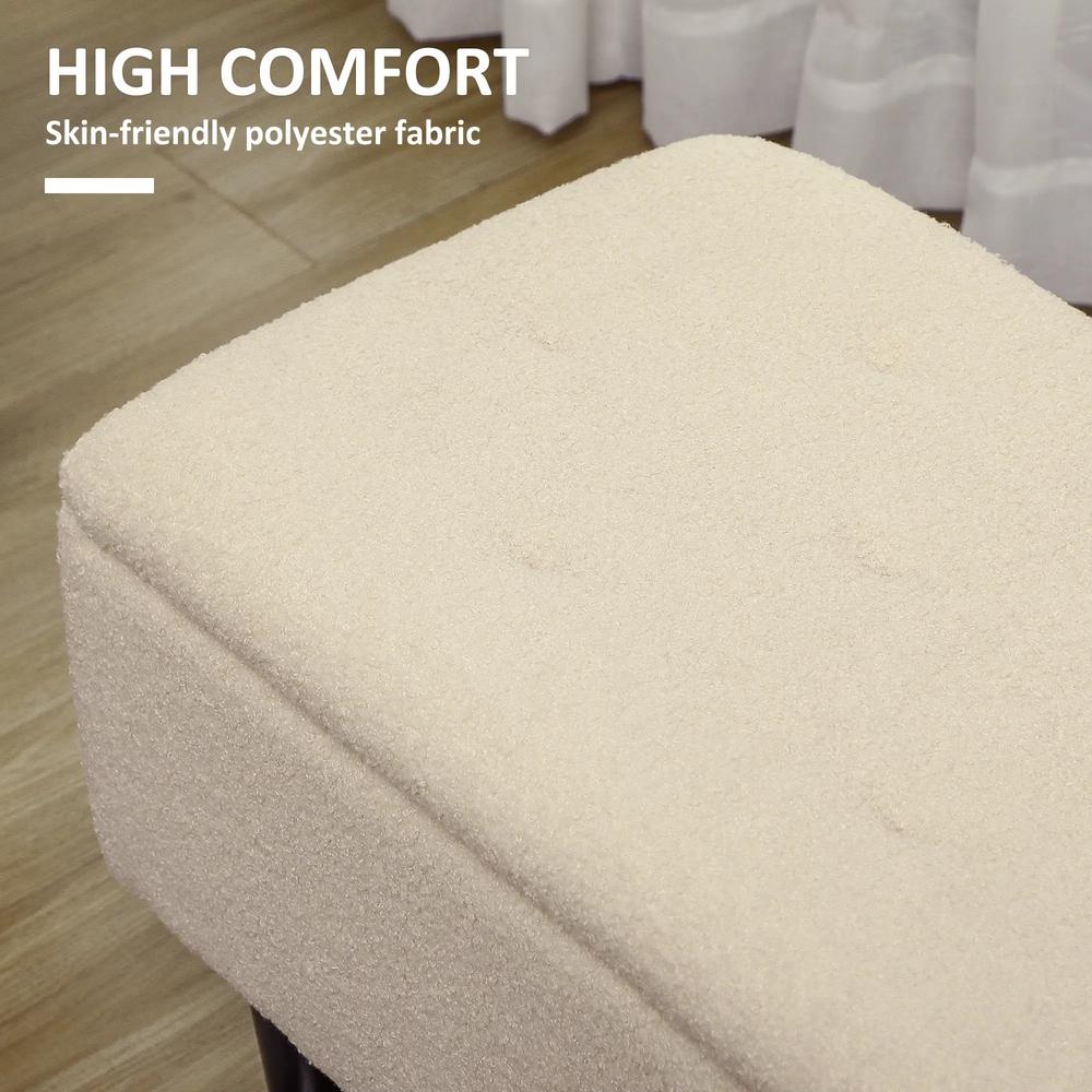 HOMCOM 57L Teddy Fleece Storage Ottoman - Cream Additional View 6