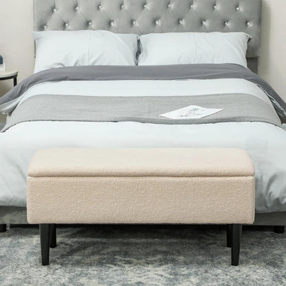 HOMCOM 57L Teddy Fleece Storage Ottoman - Cream Additional View 8