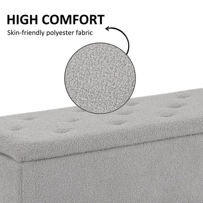 HOMCOM 57L Storage Ottoman, End of Bed Bench with Wooden Legs, Fabric Footstool for Living Room, Bedroom, 95 x 38 x 45cm, Grey Additional View 6