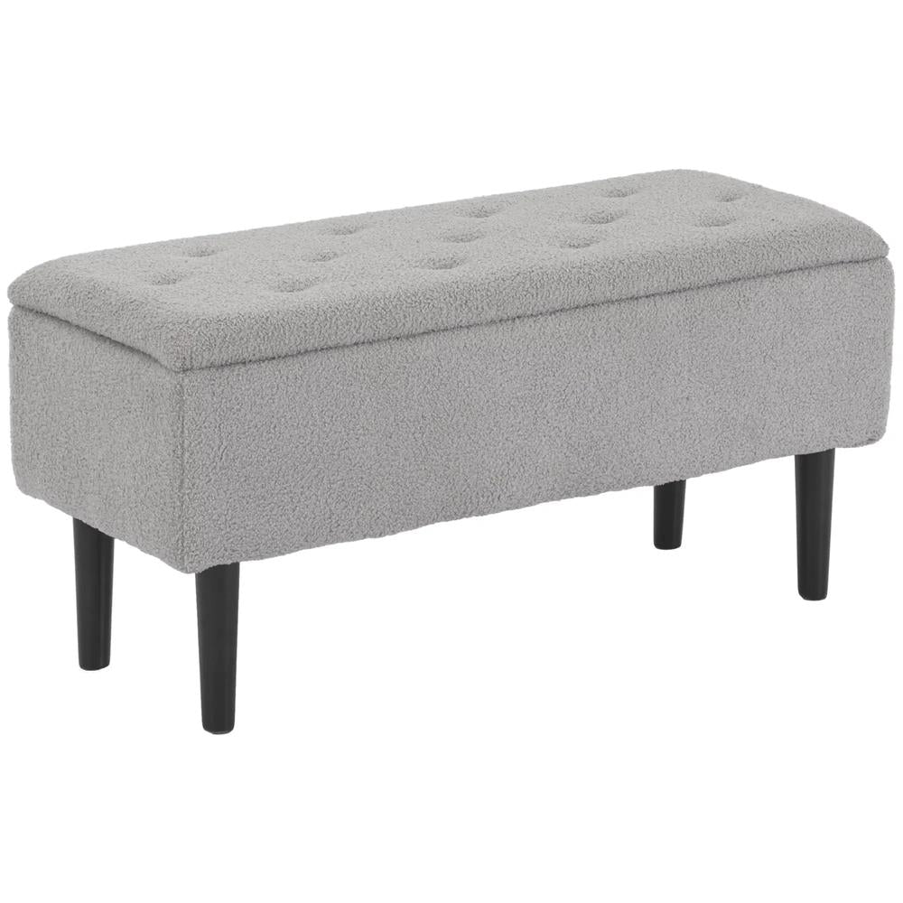 HOMCOM 57L Storage Ottoman, End of Bed Bench with Wooden Legs, Fabric Footstool for Living Room, Bedroom, 95 x 38 x 45cm, Grey Additional View 10