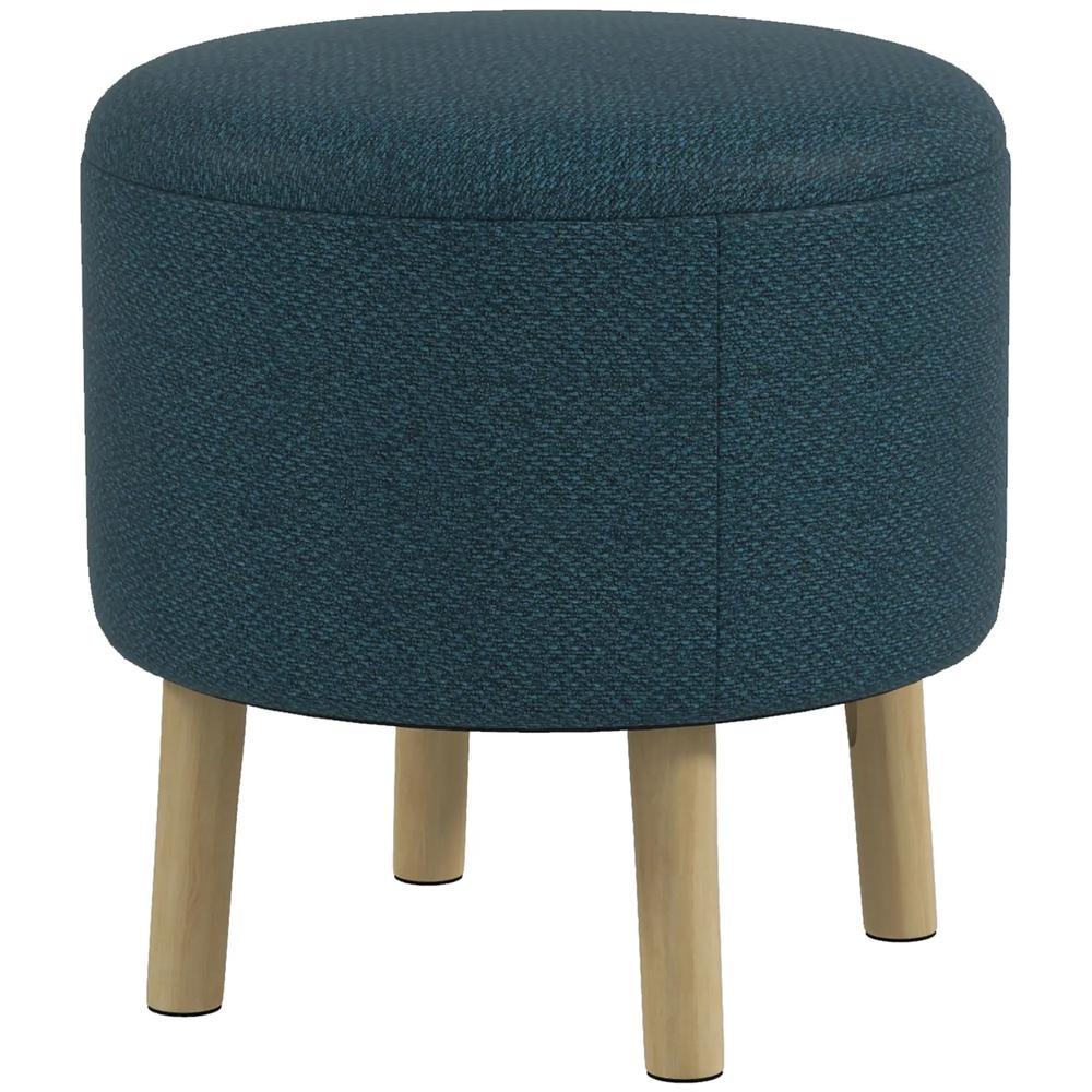 HOMCOM Round Linen-Look Storage Ottoman Additional View 11