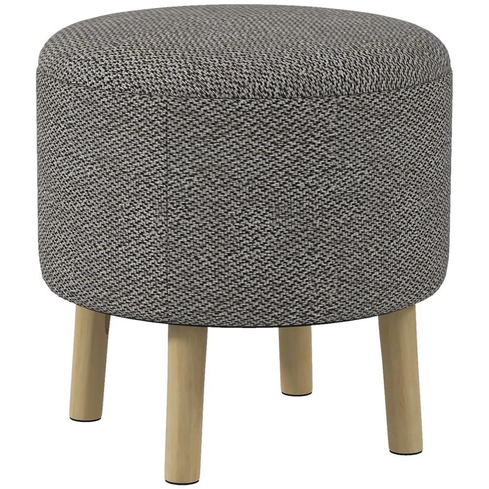 HOMCOM Round Linen-Look Storage Ottoman Additional View 12