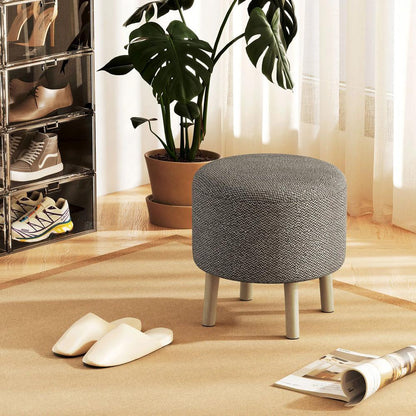 HOMCOM Round Linen-Look Storage Ottoman Additional View 13