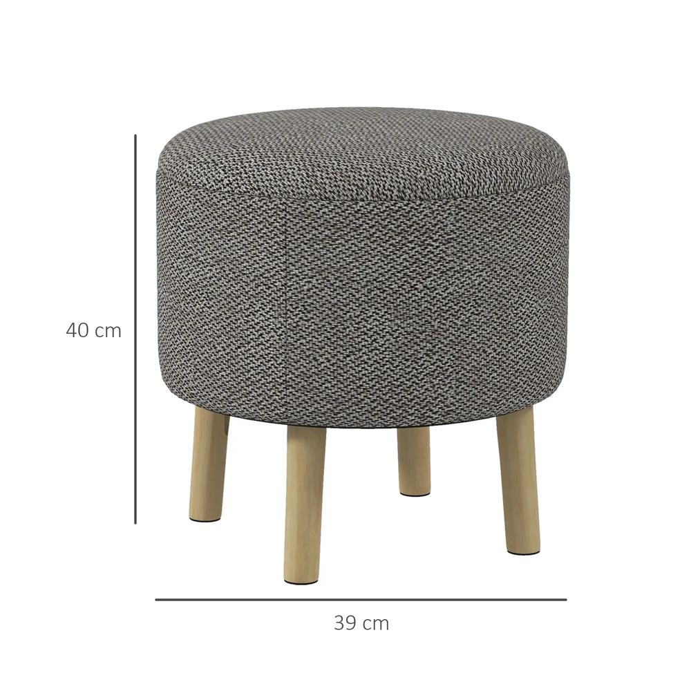 HOMCOM Round Linen-Look Storage Ottoman Additional View 14