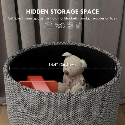 HOMCOM Round Linen-Look Storage Ottoman Additional View 15