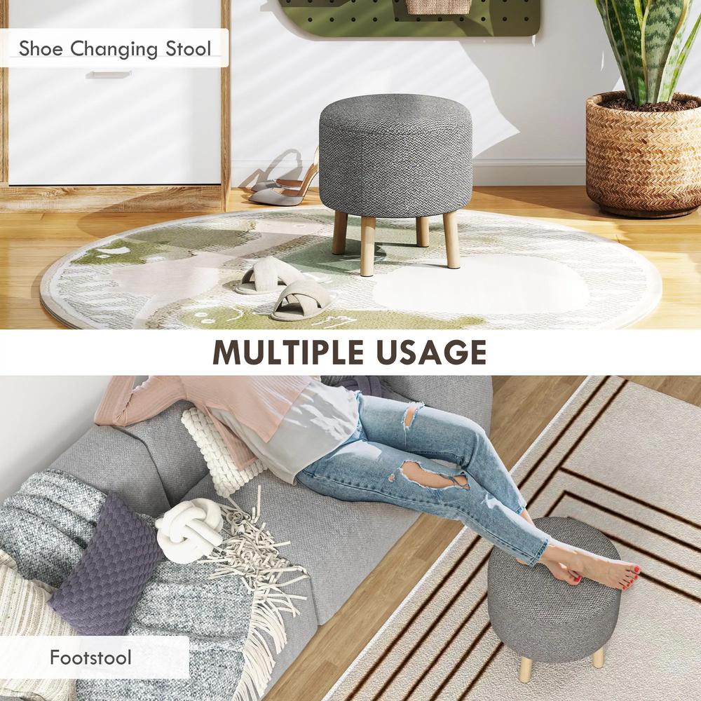 HOMCOM Round Linen-Look Storage Ottoman Additional View 17