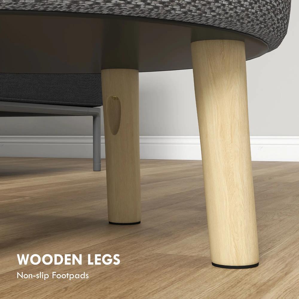 HOMCOM Round Linen-Look Storage Ottoman Additional View 18