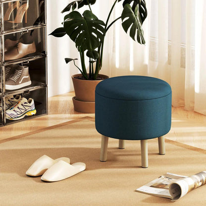 HOMCOM Round Linen-Look Storage Ottoman Additional View 2