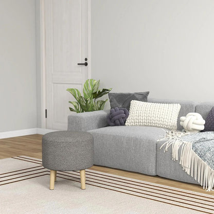 HOMCOM Round Linen-Look Storage Ottoman Additional View 21