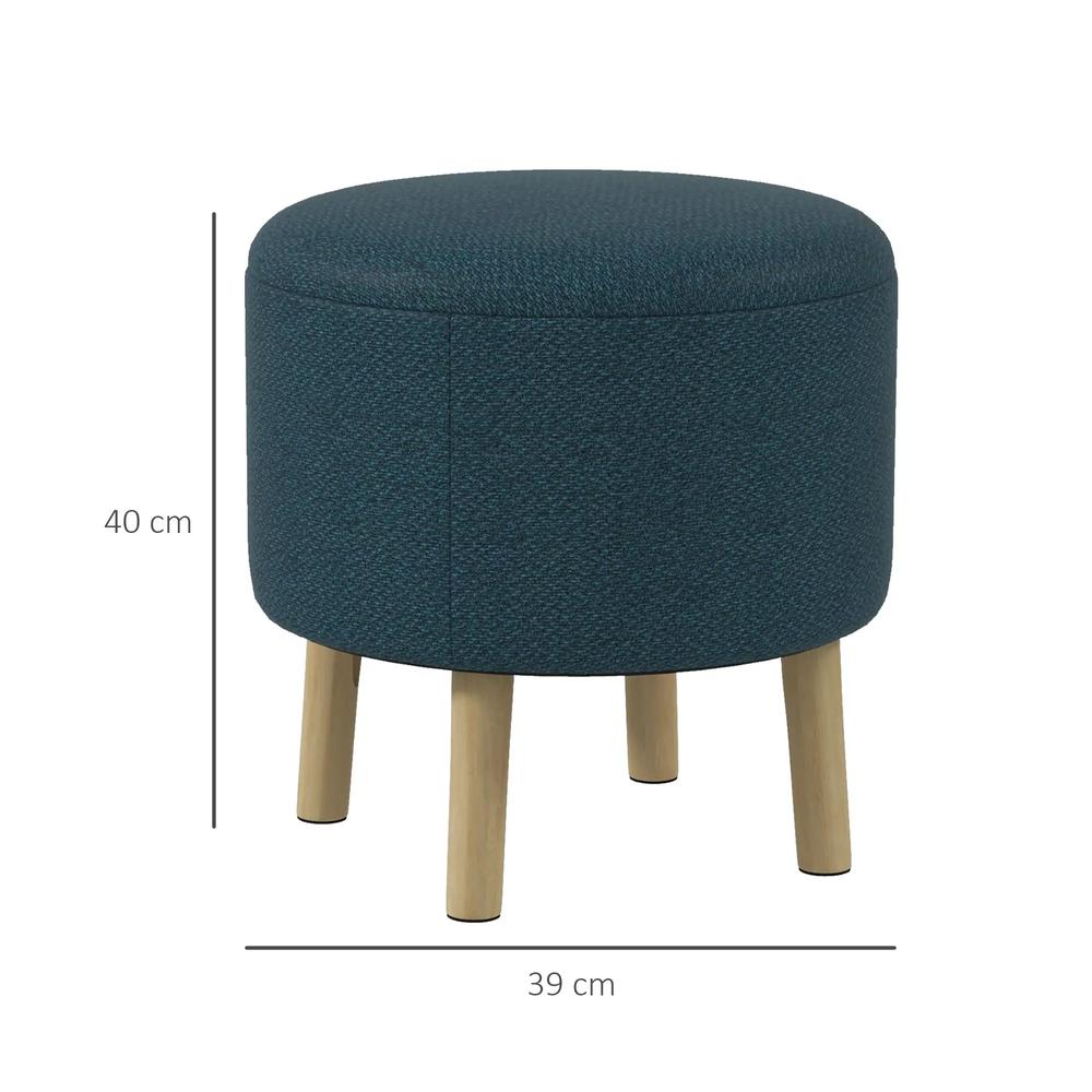 HOMCOM Round Linen-Look Storage Ottoman Additional View 3