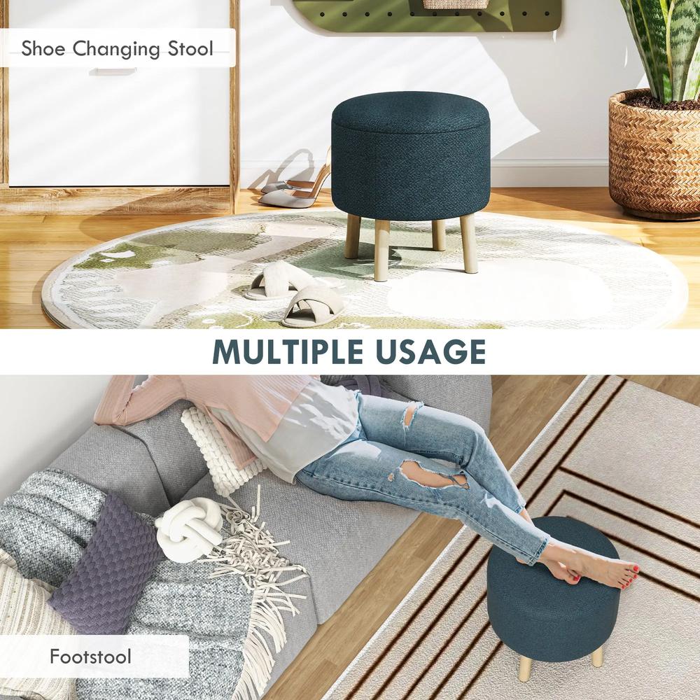 HOMCOM Round Linen-Look Storage Ottoman Additional View 6