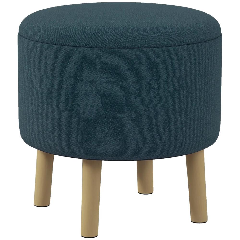 HOMCOM Round Linen-Look Storage Ottoman Additional View 10