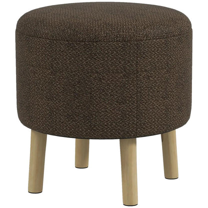HOMCOM Round Ottoman Stool with Storage, Linen Fabric Upholstered Foot Stool with Padded Seat, Hidden Space and Wood Legs Additional View 11