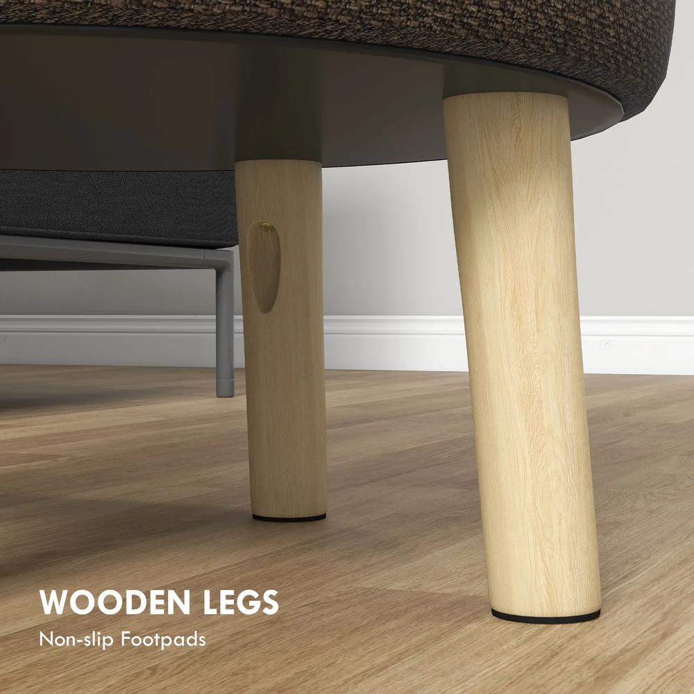 HOMCOM Round Ottoman Stool with Storage, Linen Fabric Upholstered Foot Stool with Padded Seat, Hidden Space and Wood Legs Additional View 7