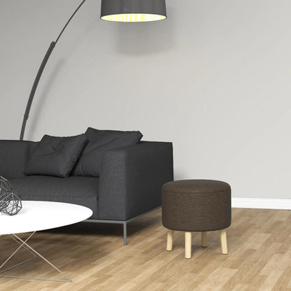 HOMCOM Round Ottoman Stool with Storage, Linen Fabric Upholstered Foot Stool with Padded Seat, Hidden Space and Wood Legs Additional View 8