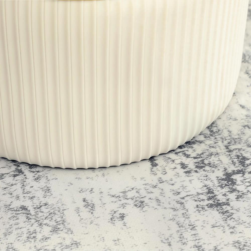 HOMCOM Round Storage Stool, Velvet-feel Fabric Upholstered Vanity Stool with Removable Top, Padded Seat and Hidden Space, Beige Additional View 11