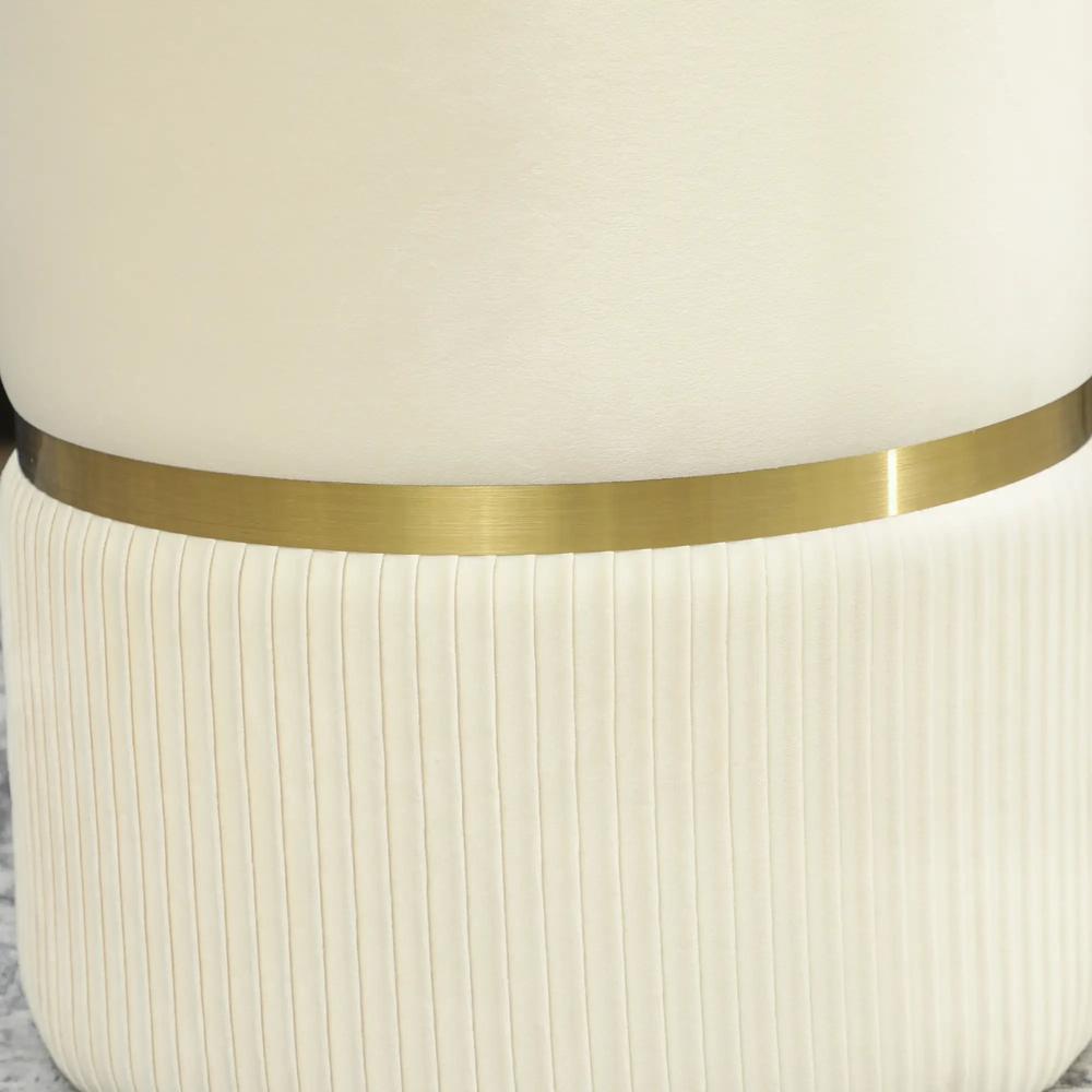 HOMCOM Round Storage Stool, Velvet-feel Fabric Upholstered Vanity Stool with Removable Top, Padded Seat and Hidden Space, Beige Additional View 12