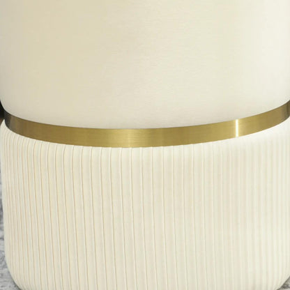 HOMCOM Round Storage Stool, Velvet-feel Fabric Upholstered Vanity Stool with Removable Top, Padded Seat and Hidden Space, Beige Additional View 12