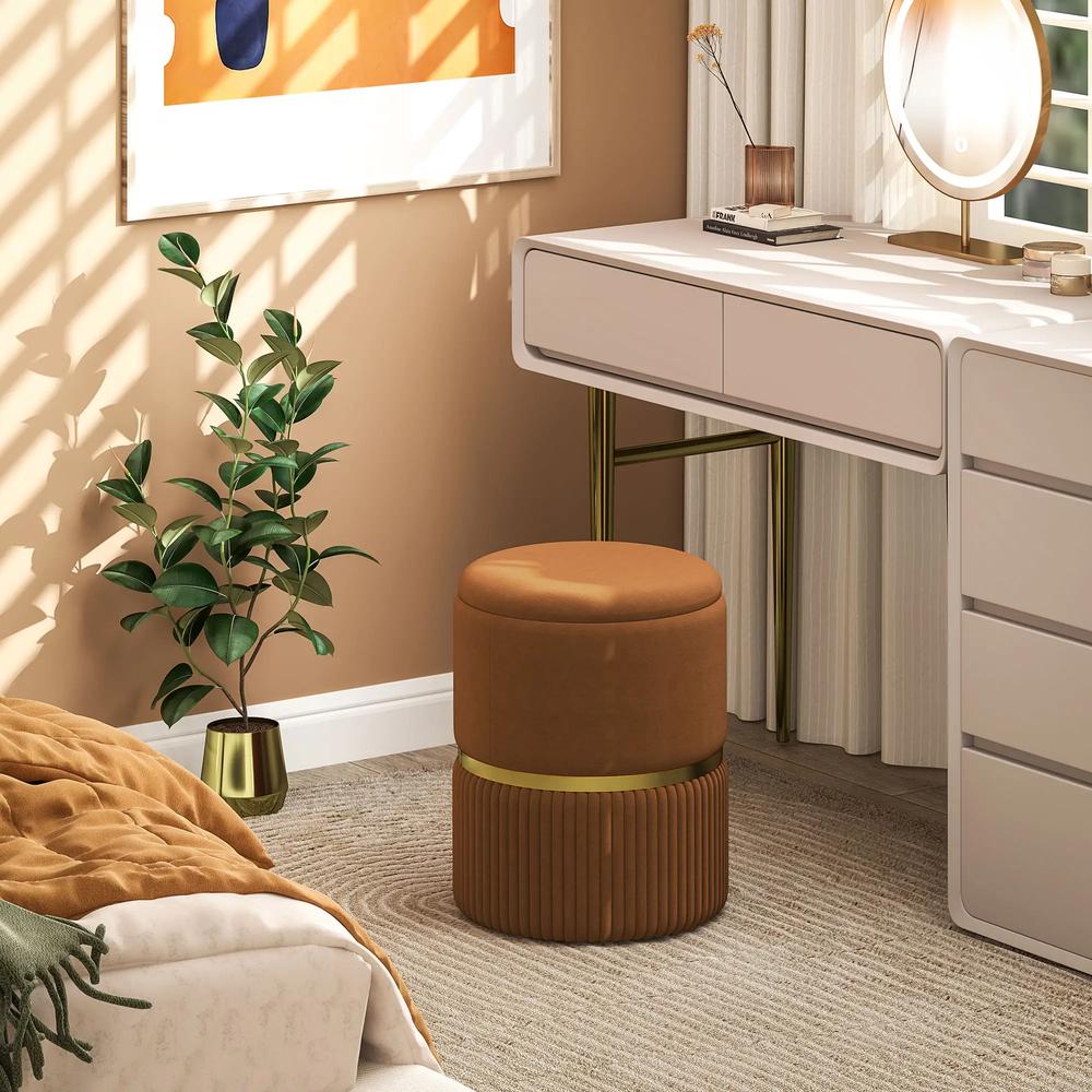 HOMCOM Velvet-Feel Storage Ottoman Additional View 24