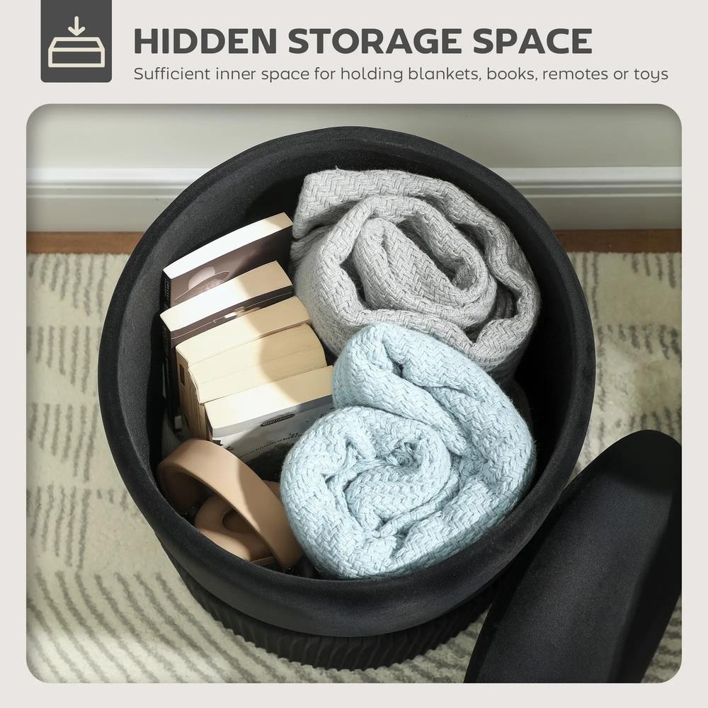 HOMCOM Velvet-Feel Storage Ottoman Additional View 4