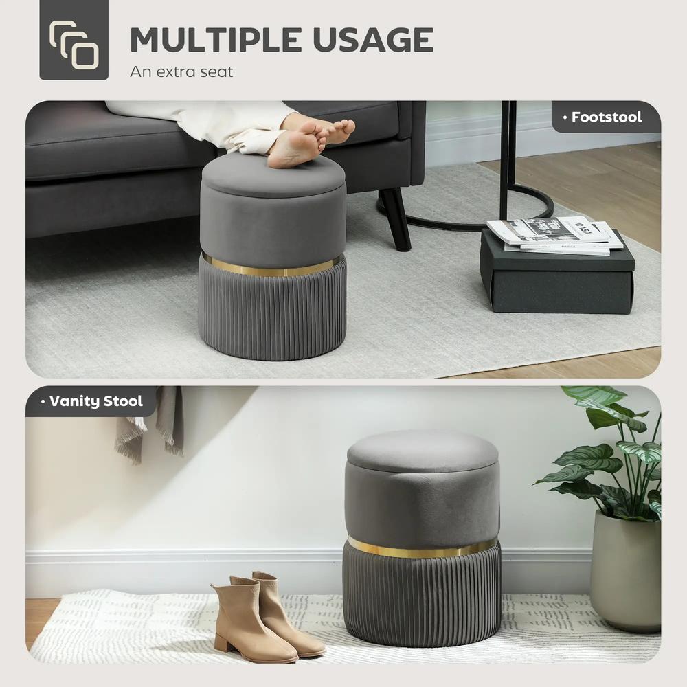 HOMCOM Velvet-Feel Storage Ottoman Additional View 50