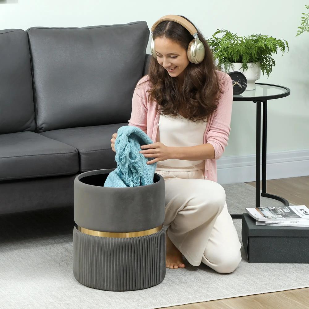 HOMCOM Velvet-Feel Storage Ottoman Additional View 51