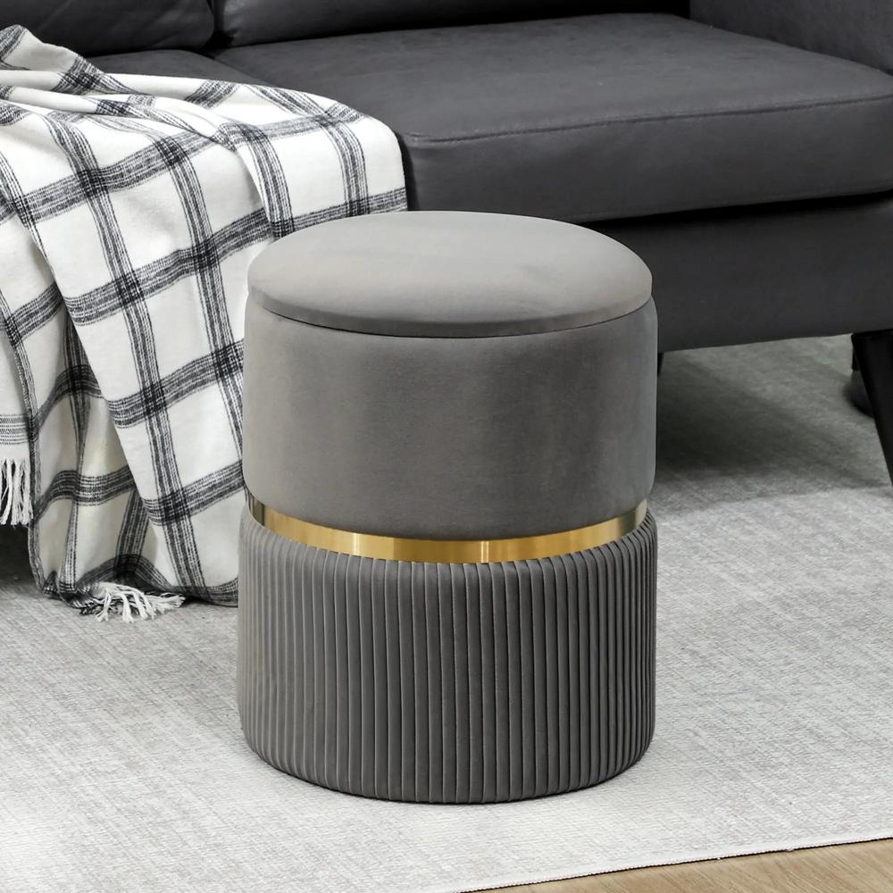 HOMCOM Velvet-Feel Storage Ottoman Additional View 54
