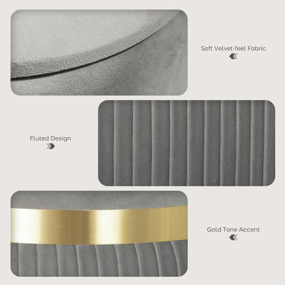 HOMCOM Velvet-Feel Storage Ottoman Additional View 60