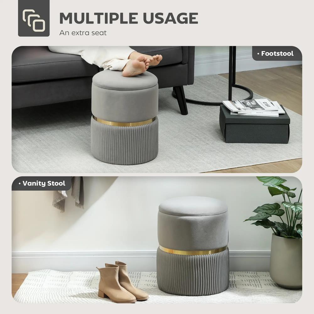 HOMCOM Velvet-Feel Storage Ottoman Additional View 61