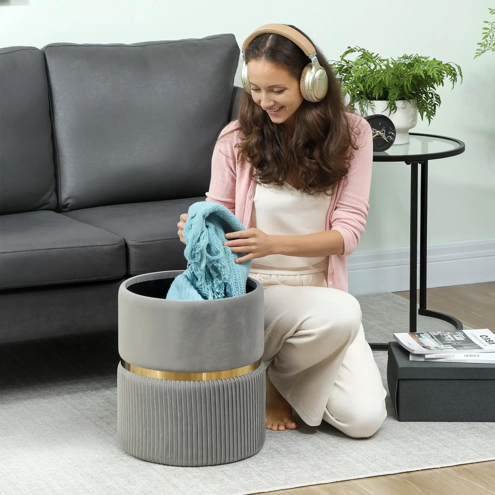 HOMCOM Velvet-Feel Storage Ottoman Additional View 62